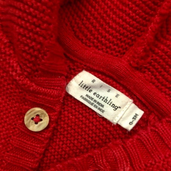 2/15•Little earthling• Bright red button up lightweight knit jacket• 0-3 months - Picture 2 of 4